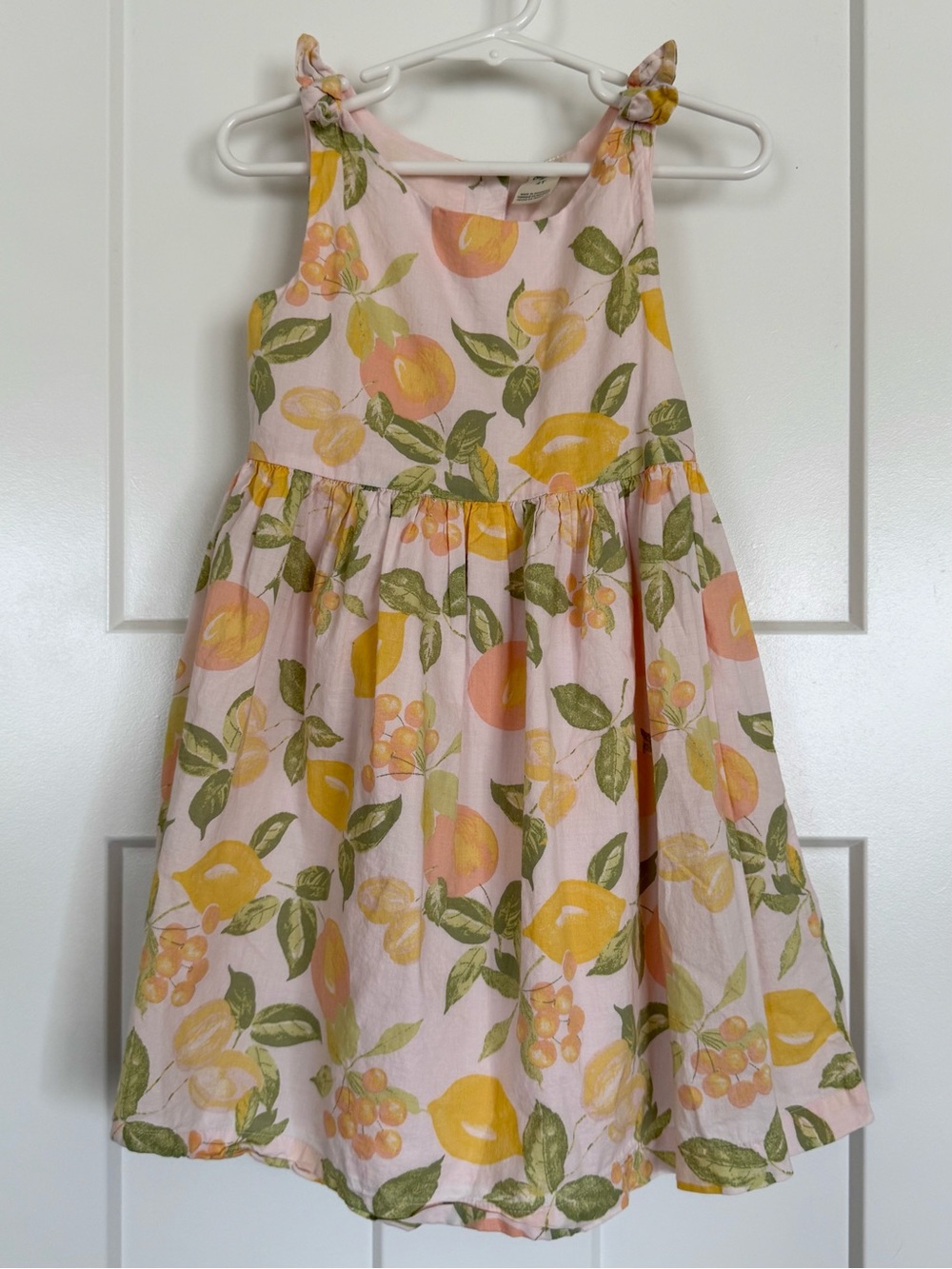 OshKosh B’gosh Girls Pink Fruit Print Tie-Shoulder Dress 4T